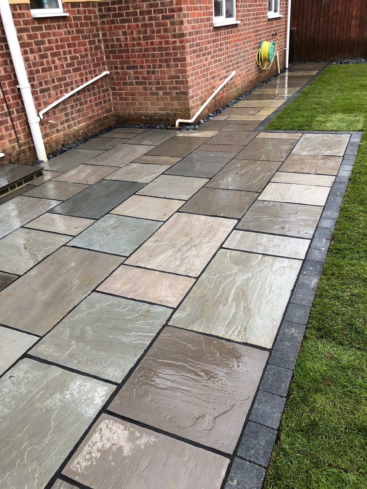 Buff slabs and fresh turf